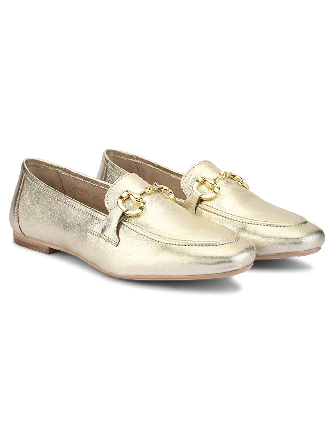 Casual Platinum Leather Ballerinas