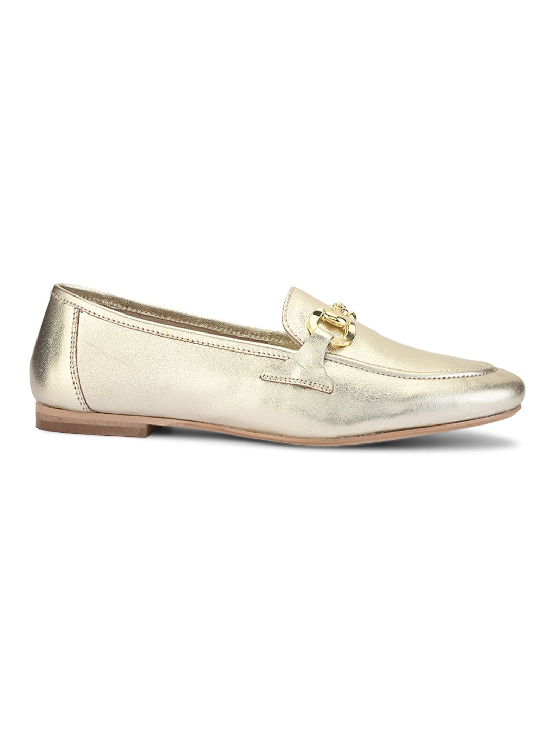 Casual Platinum Leather Ballerinas