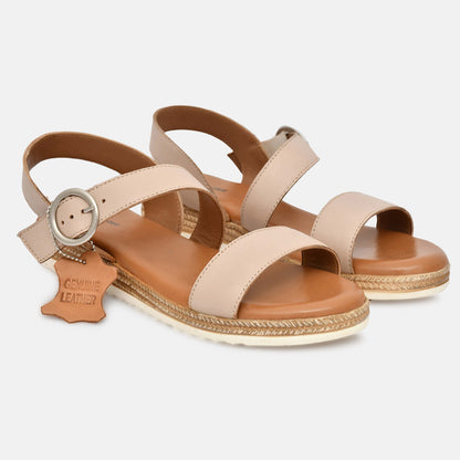 Nude Genuine Leather Sandals