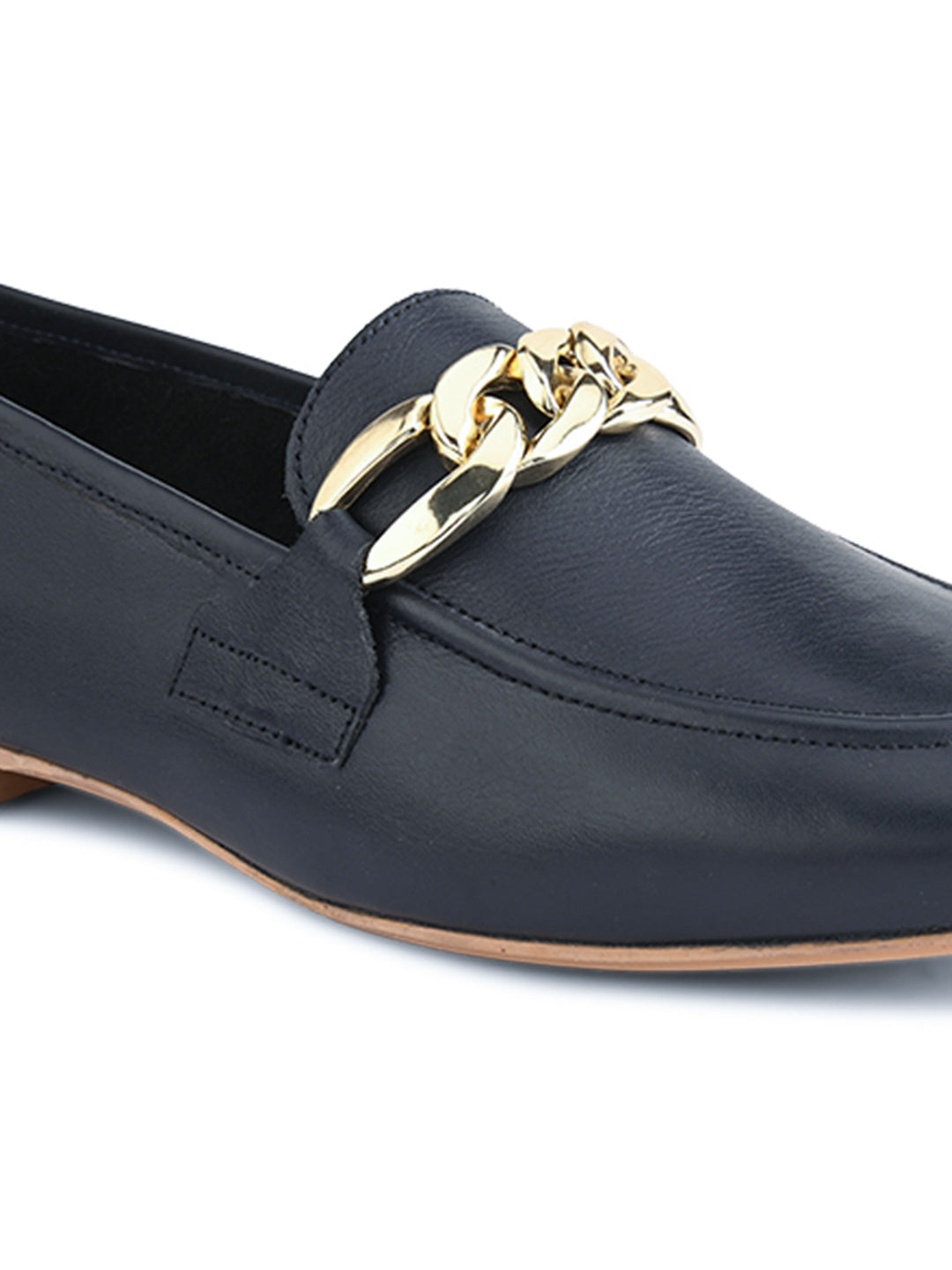 Casual Navy Leather Ballerinas