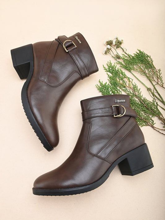 Casual Brown Leather Boots For Woman