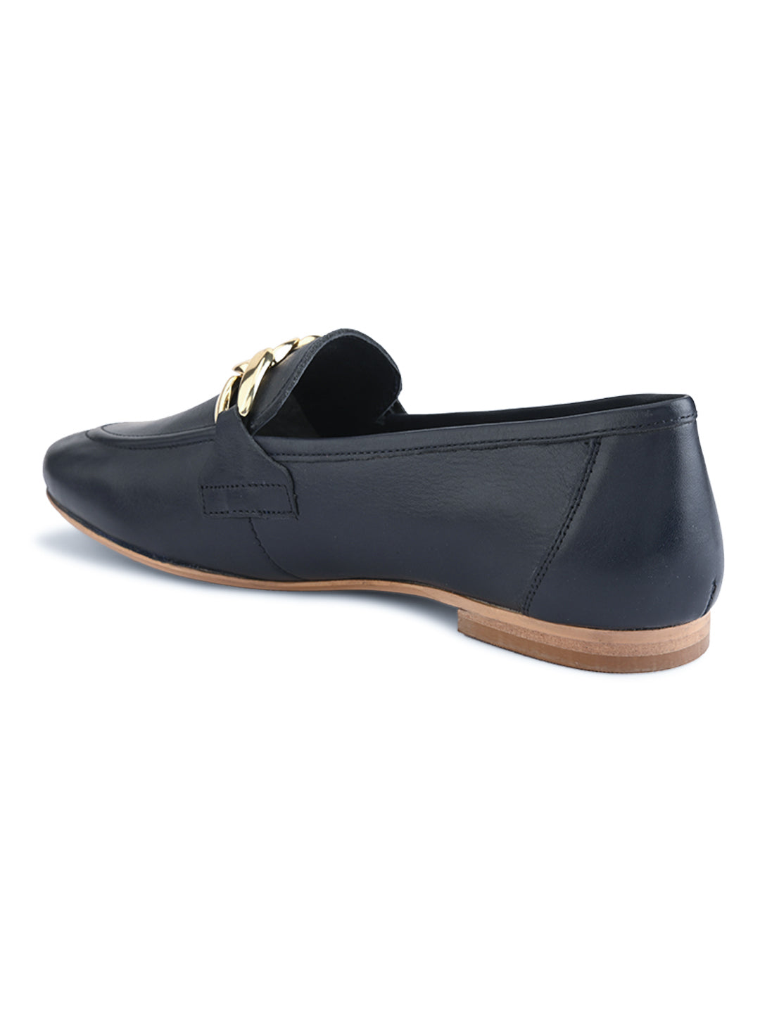 Casual Navy Leather Ballerinas