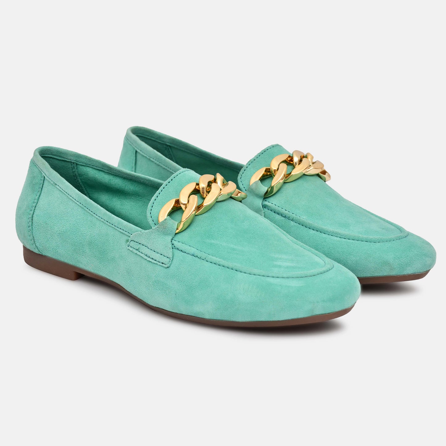 Green Genuine Leather Ballerinas