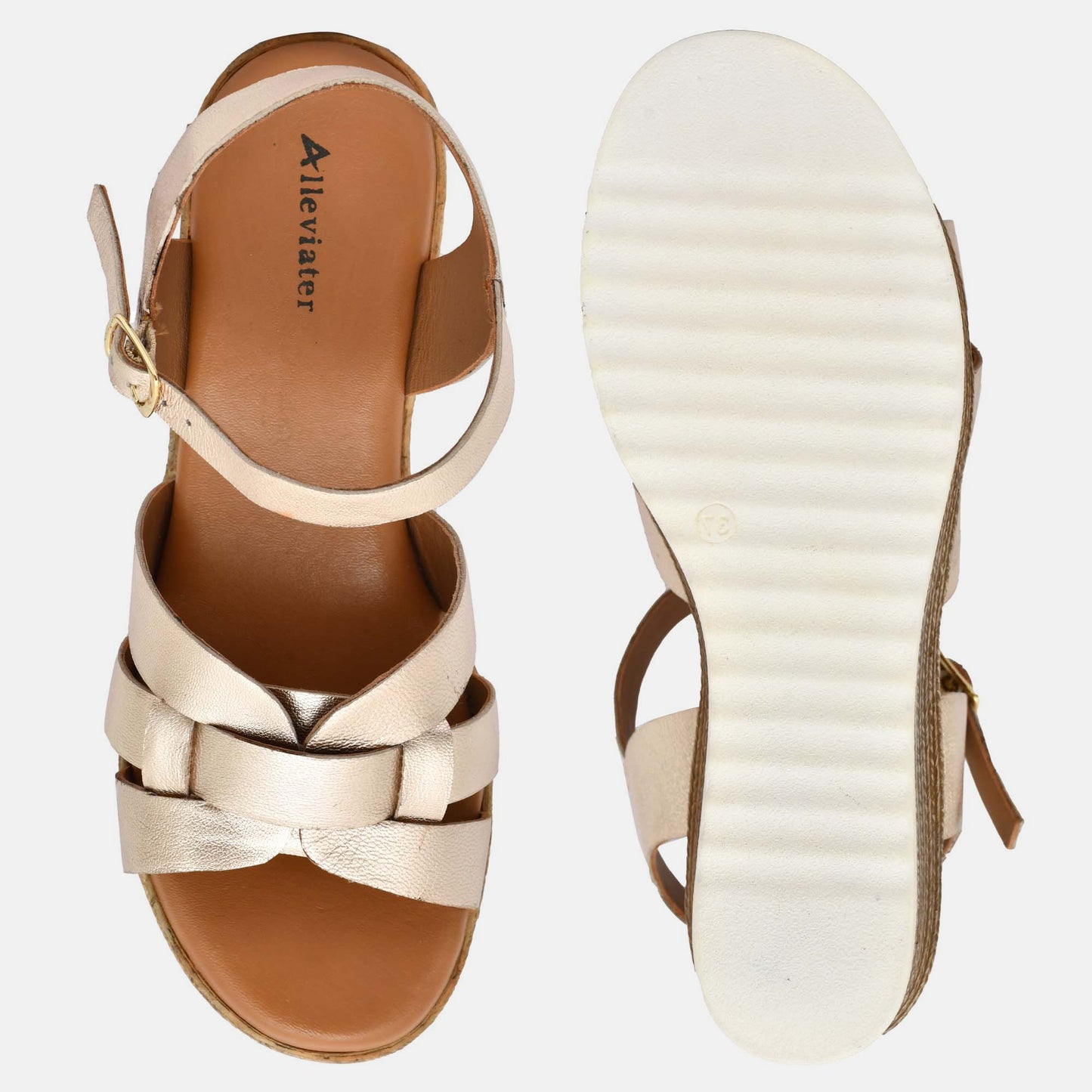 Platinum Platform Strappy Leather Sandals