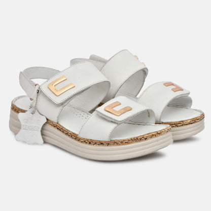 White Platform Strappy Leather Sandals