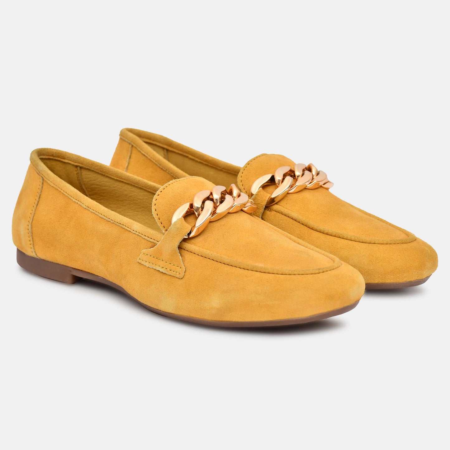 Yellow Genuine Leather Ballerinas