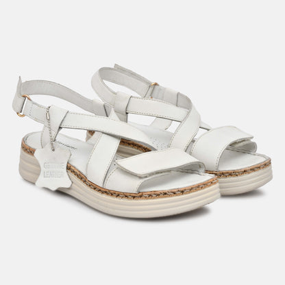 White Genuine Leather Sandals