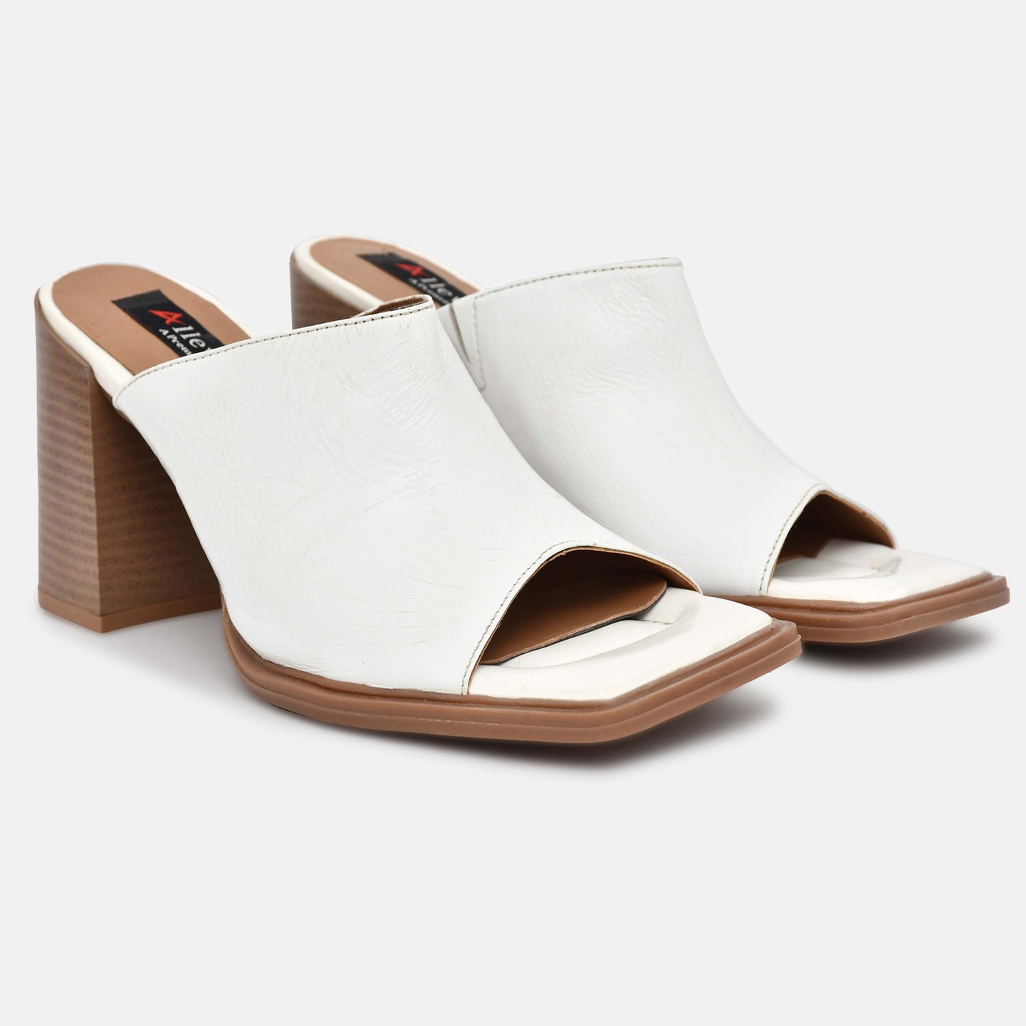 White Genuine Leather Heels