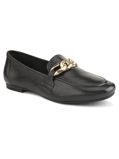 Casual Black Leather Ballerinas