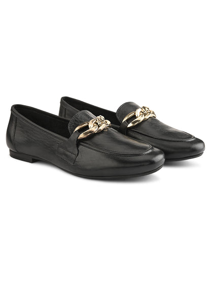 Casual Black Leather Ballerinas