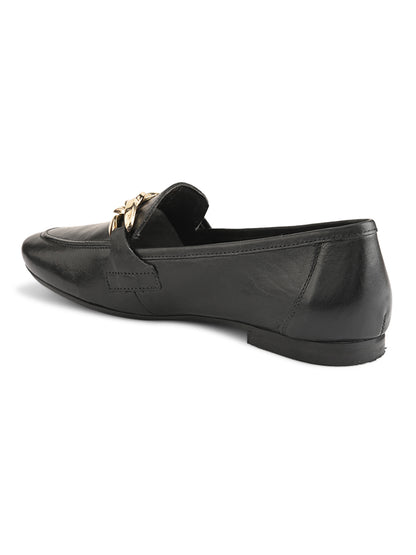 Casual Black Leather Ballerinas