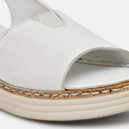 White Genuine Leather Sandals