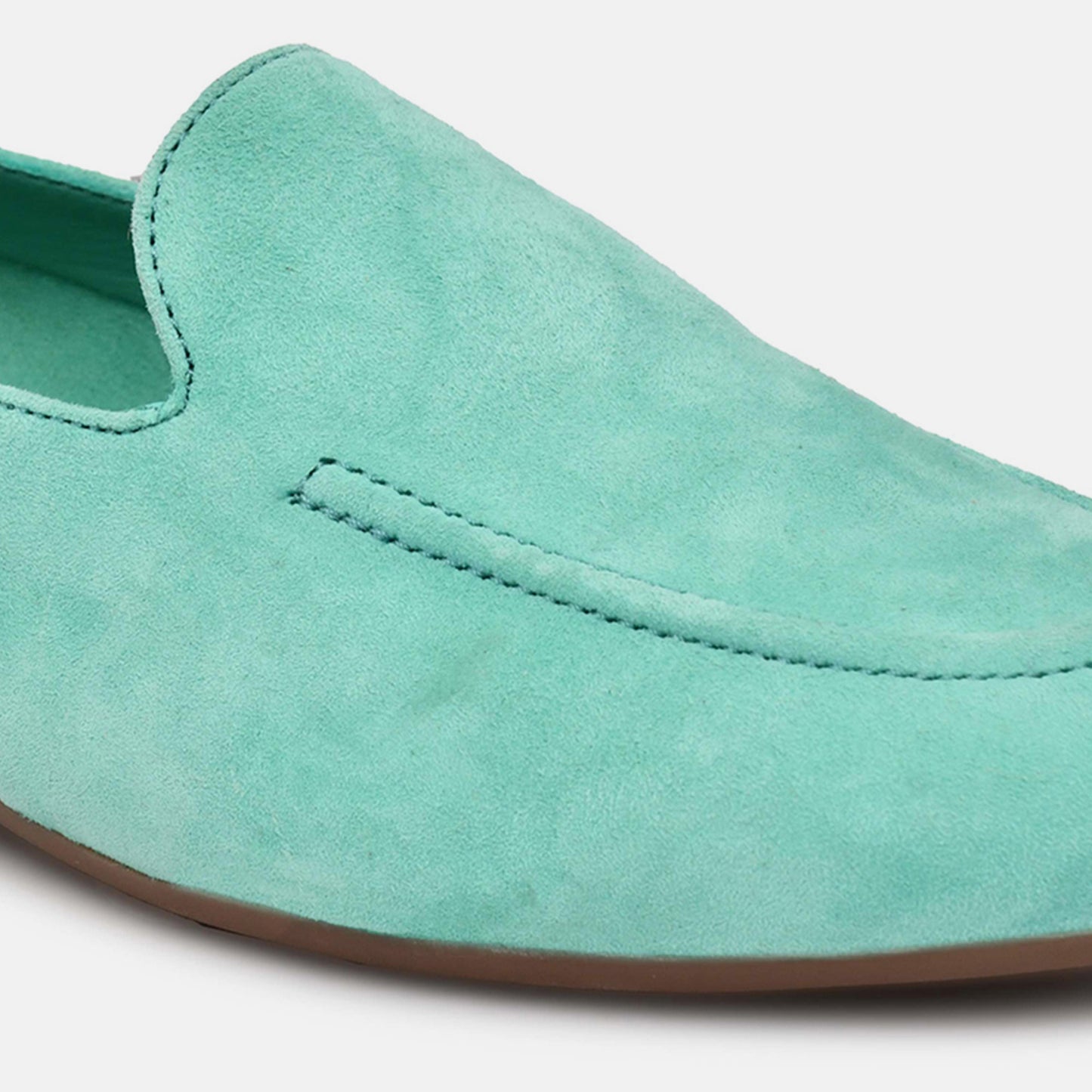 Green Genuine Leather Ballerinas