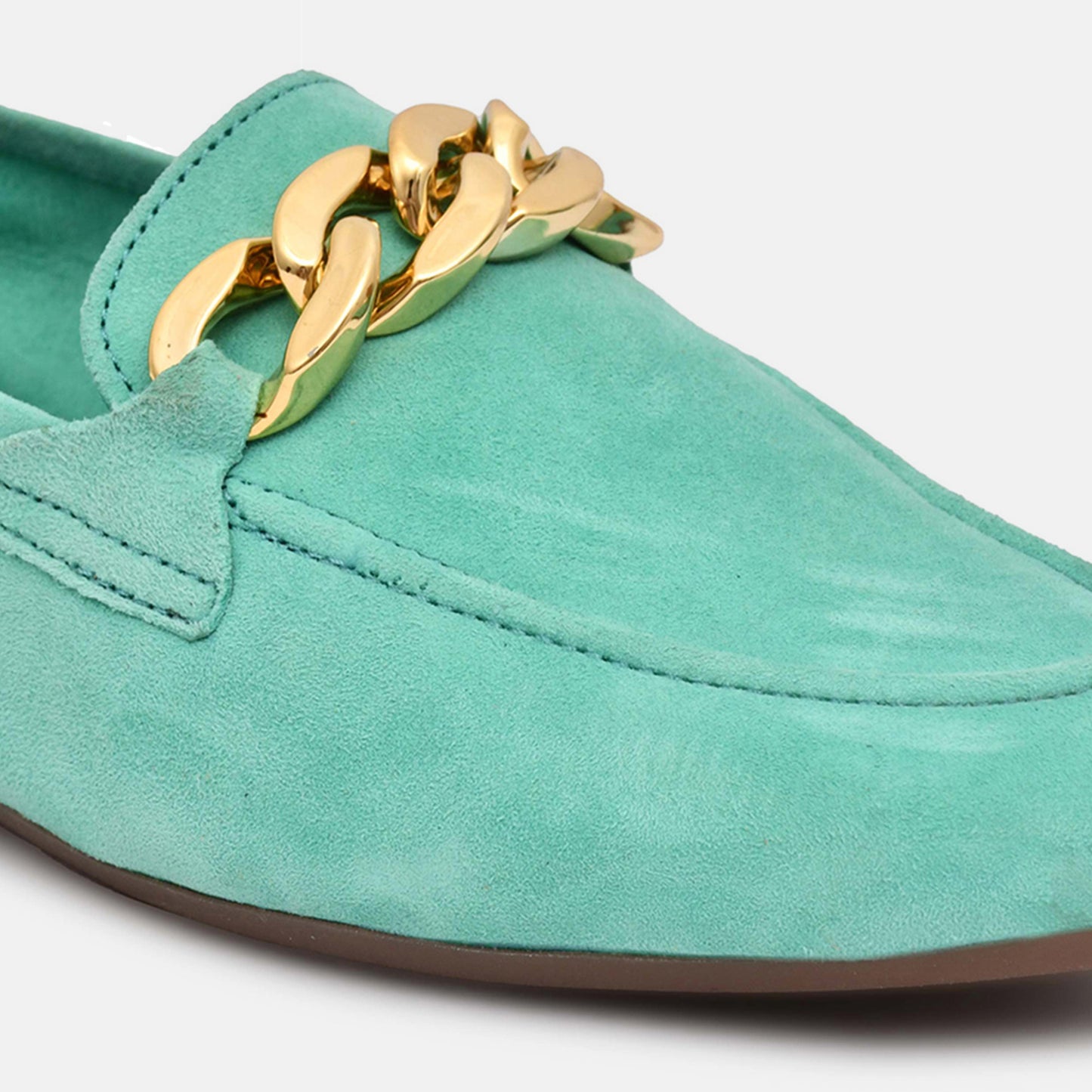 Green Genuine Leather Ballerinas