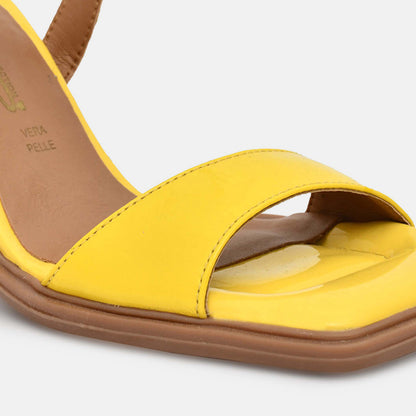 Yellow Genuine Leather Heels