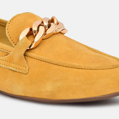 Yellow Genuine Leather Ballerinas