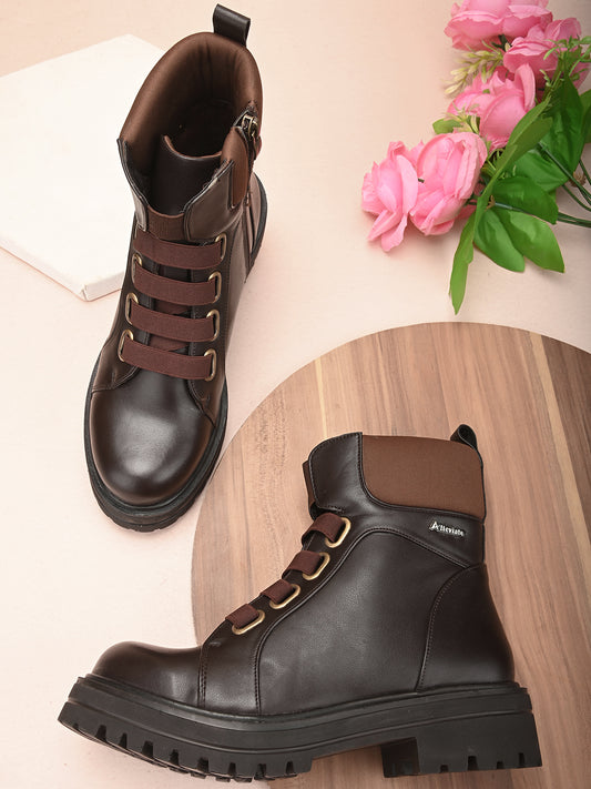 Casual Brown Leather Boots For Woman