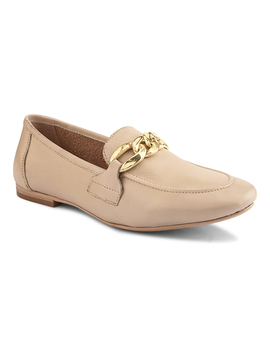 Casual Beige Premium Leather Ballerinas