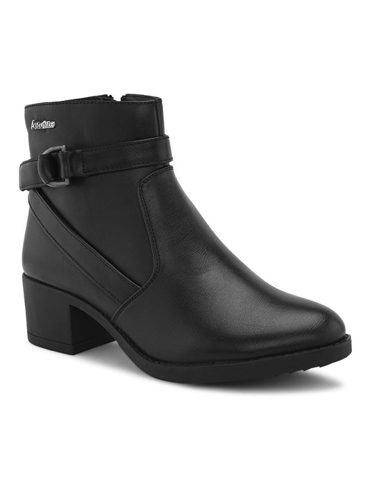 Casual Black Leather Boots For Woman