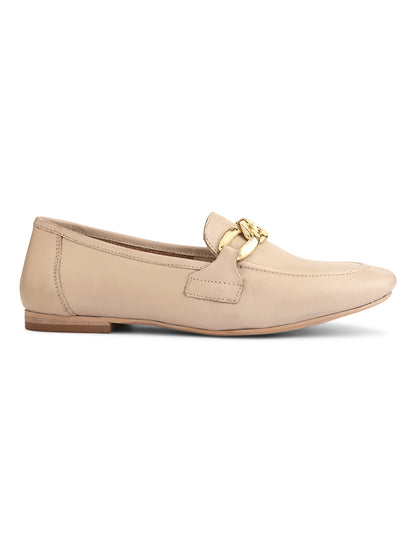 Casual Beige Premium Leather Ballerinas