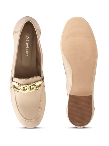 Alleviater Lässige Ballerinas aus hochwertigem Leder in Beige für Damen