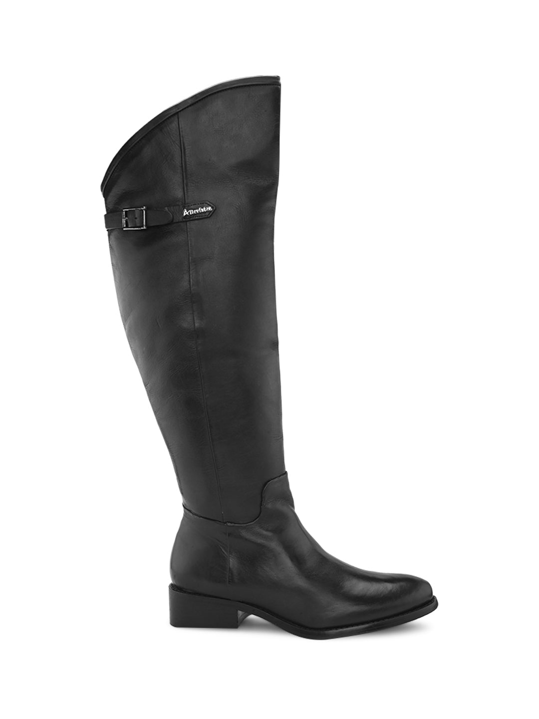 Calf length black leather on sale boots