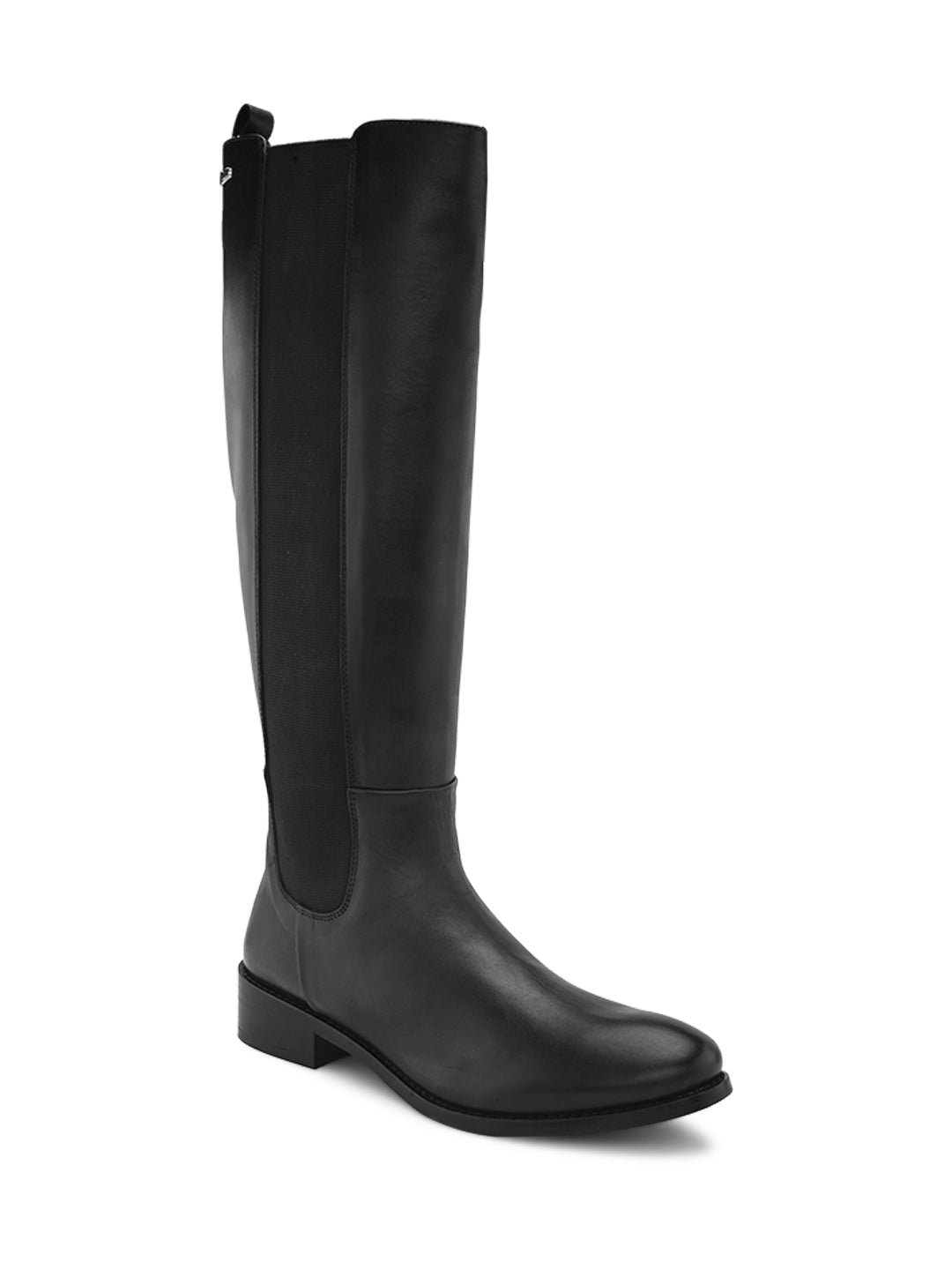 Calf length black deals leather boots